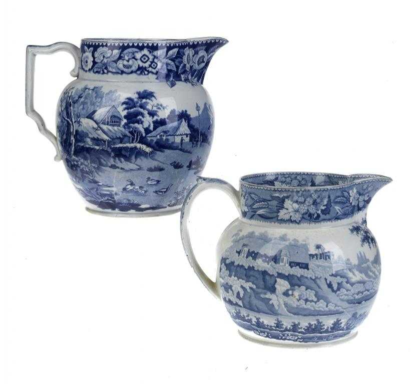 Appraisal: TWO MINTON BLUE PRINTED PEARLWARE MAYPOLE PATTERN AND ITALIAN RUINS