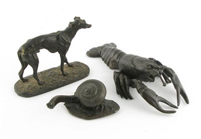 Appraisal: A bronze of a lobster cm in long another of