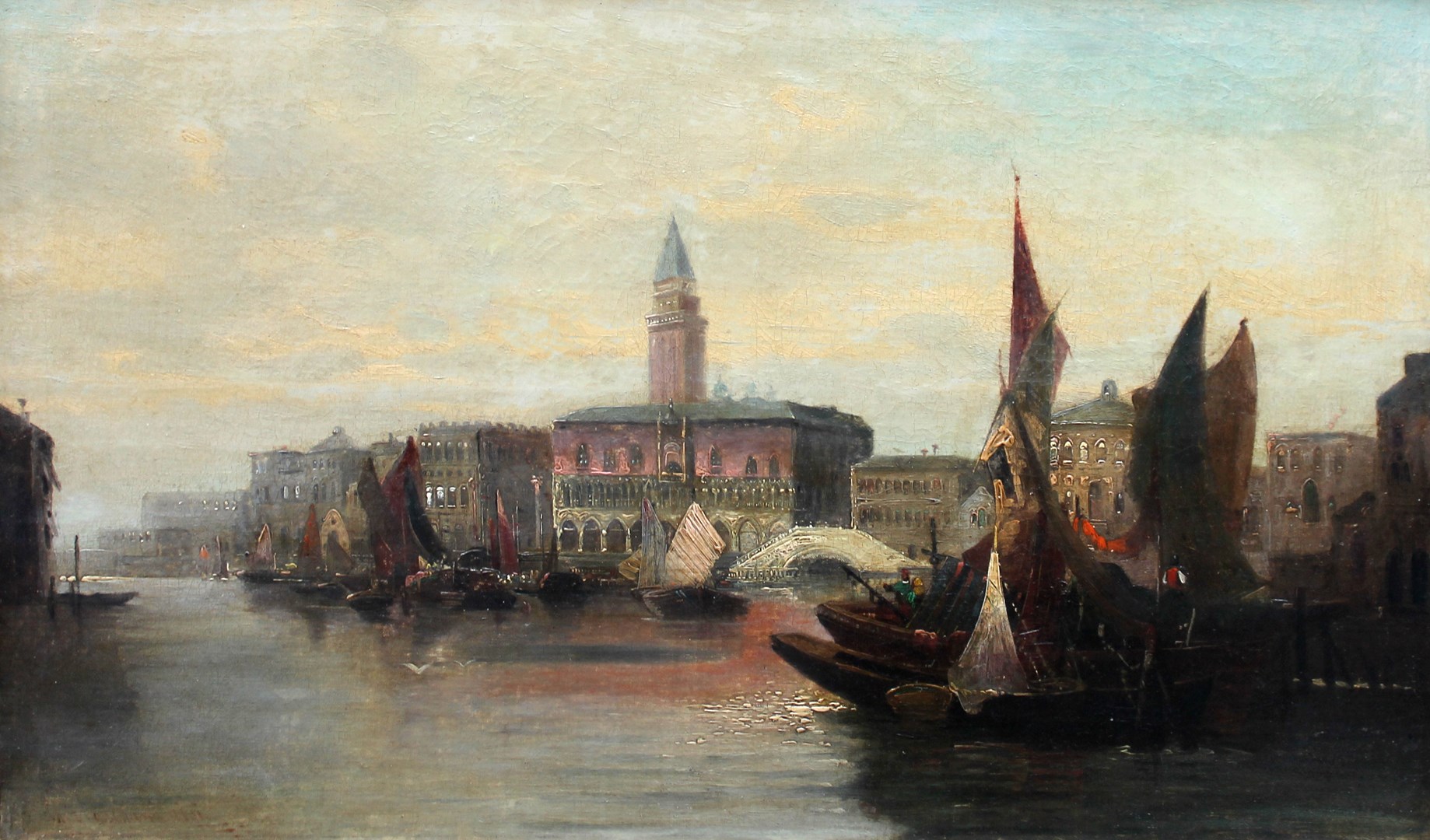 Appraisal: Karl Kauffman - Vessels before the Molo Venice oil on