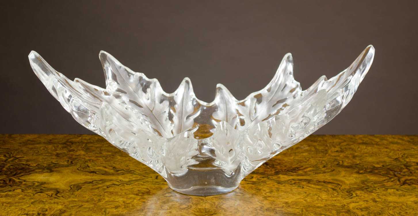 Appraisal: LALIQUE CHAMPS ELYSEES GLASS BOWL with extended leaves pattern and