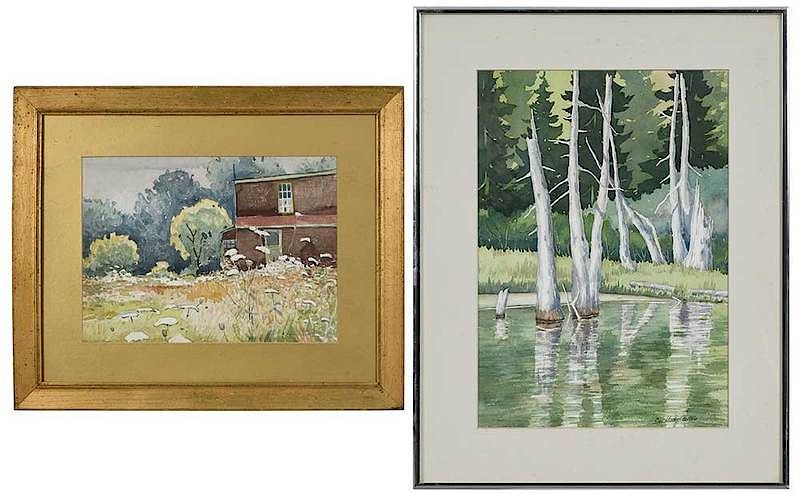 Appraisal: Two American School Southern Landscapes th century Pines signed Sue