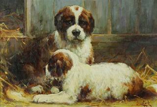 Appraisal: Painting Jean Lefort Jean Lefort French b Two Saint Bernard