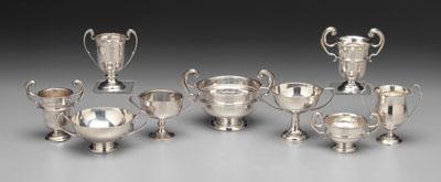 Appraisal: Nine English silver trophies two-handled cups with pedestal bases four