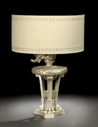 Appraisal: French Silver-Leafed Table Lamp third quarter th century of paw-footed