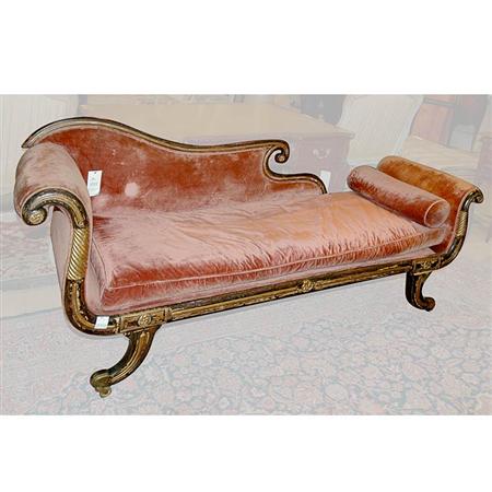 Appraisal: Regency Painted and Parcel Gilt Chaise Longue Estimate -