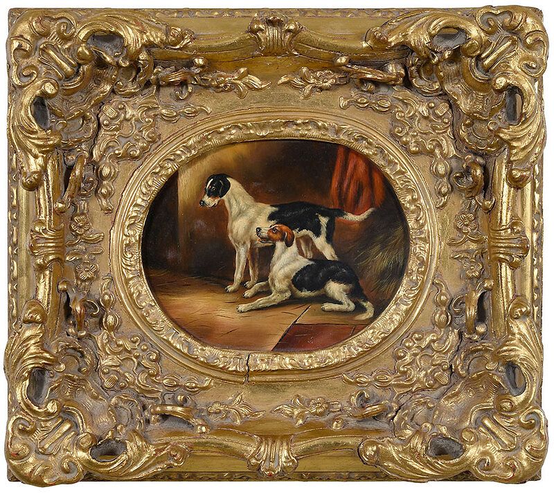 Appraisal: British School Sporting Painting th century Two Hounds in a