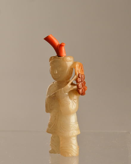 Appraisal: A th C Figural White Jade Snuff Bottle a figure