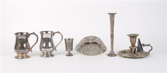 Appraisal: A Group of Five Assorted Silver Items Height of tallest