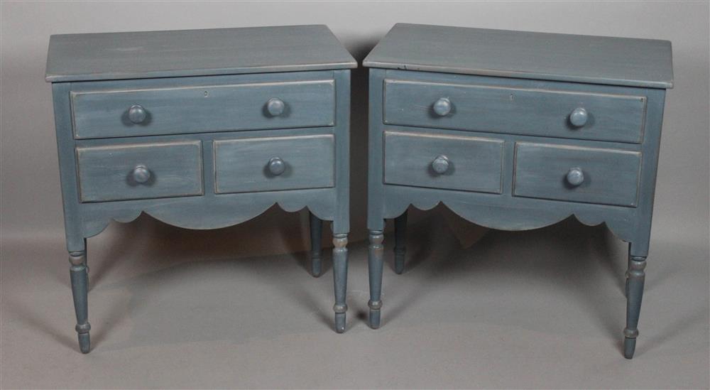 Appraisal: PAIR OF BLUE PAINTED BEDSIDE CABINETS LABELED LEXINGTON ESTATE OF