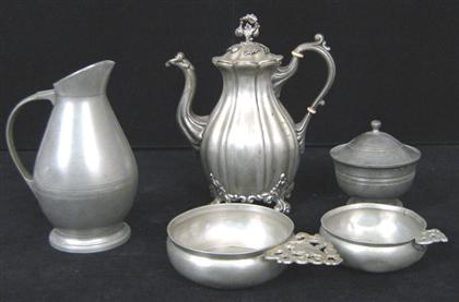 Appraisal: Pewter teapot With floral finial stamped ' Reed and Barton