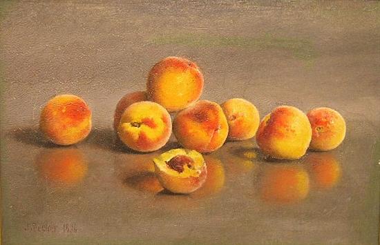 Appraisal: Joseph Decker German American - oil on canvas peach still