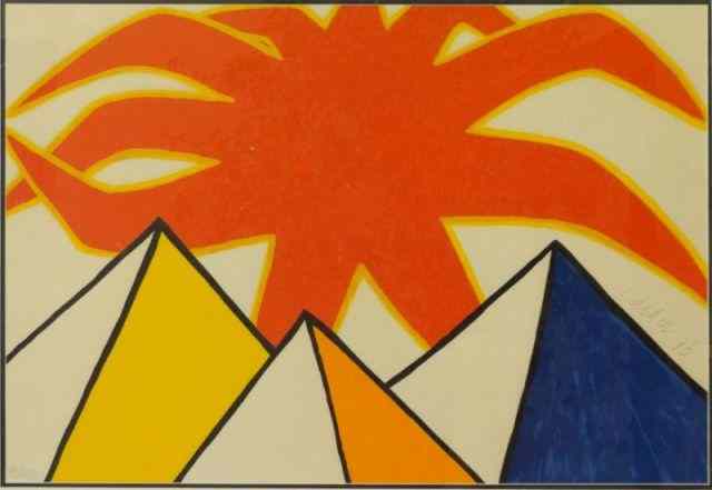 Appraisal: CALDER Alexander Lithograph ''Sun and Pyramids ''Signed and dated lower