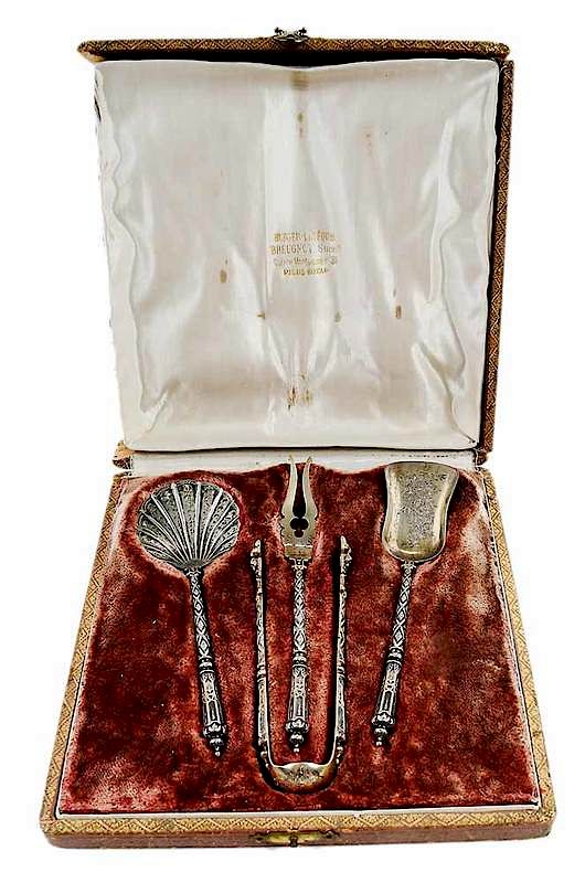 Appraisal: Cased Gilt French Silver Flatware th century Renaissance Revival decoration