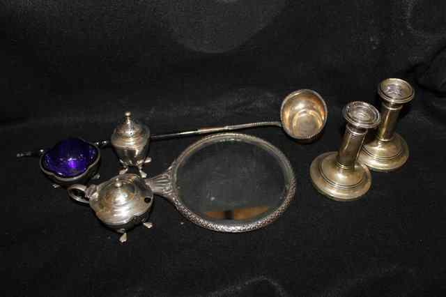 Appraisal: A SMALL COLLECTION OF VARIOUS SILVER WARES including a pair