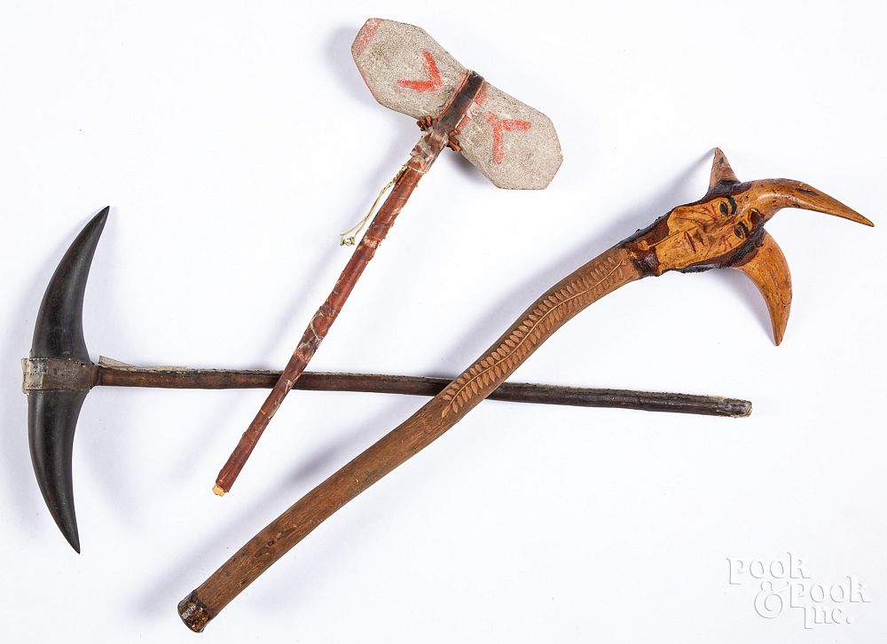 Appraisal: Three Native American Indian war clubs Three Native American Indian