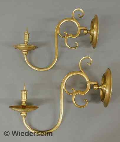 Appraisal: Massive pair of brass wall sconce pricket sticks th c