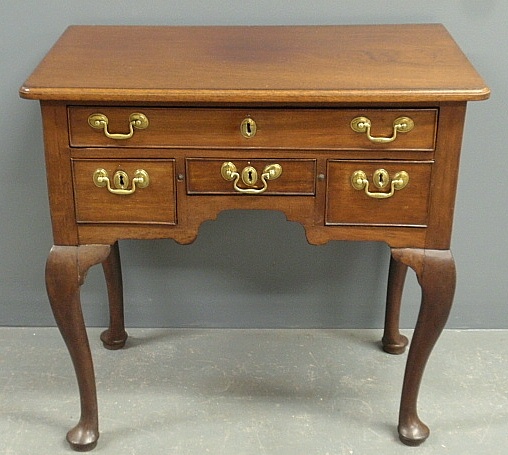 Appraisal: - English Queen Anne mahogany dressing table lowboy h x