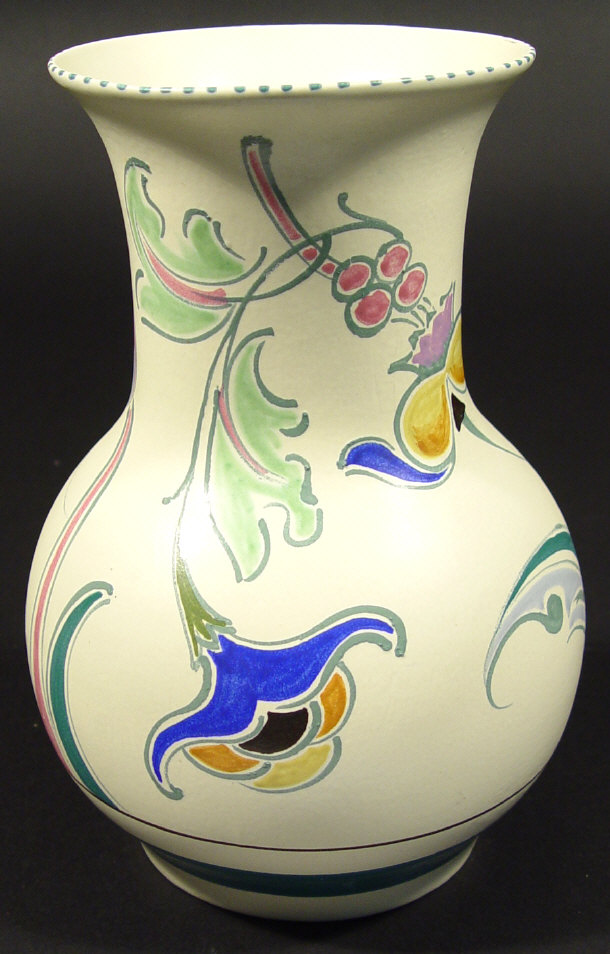 Appraisal: Honiton pottery vase hand painted with stylised flowers printed factory