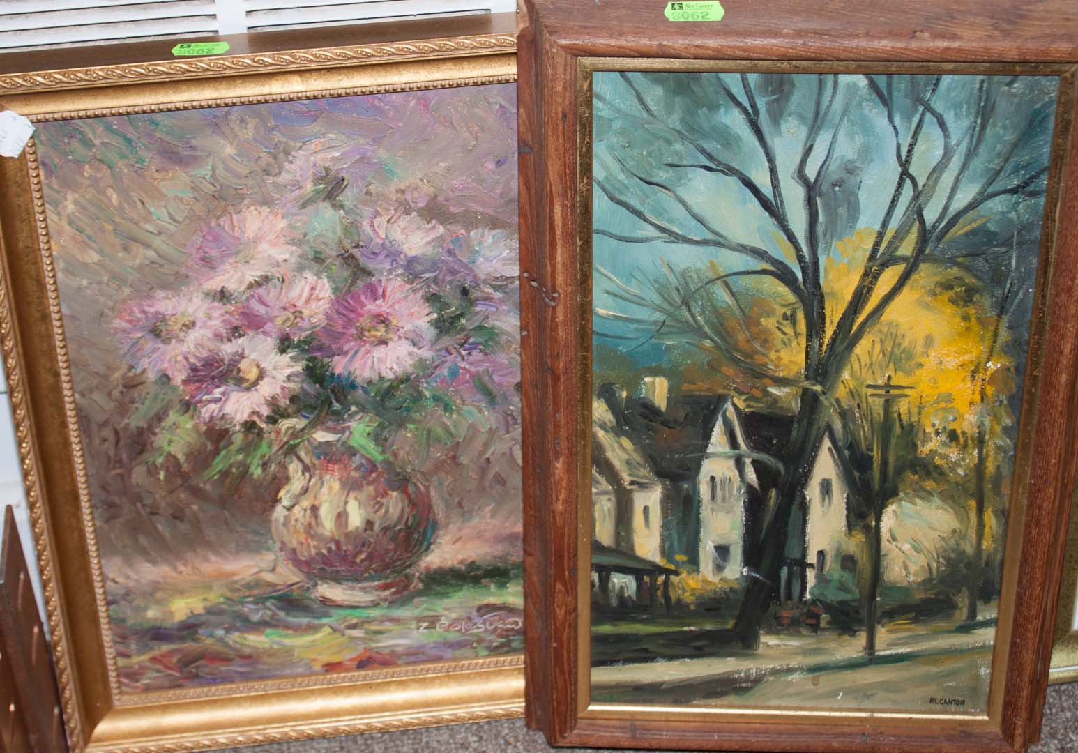 Appraisal: Two framed artworks including framed oil on board and an