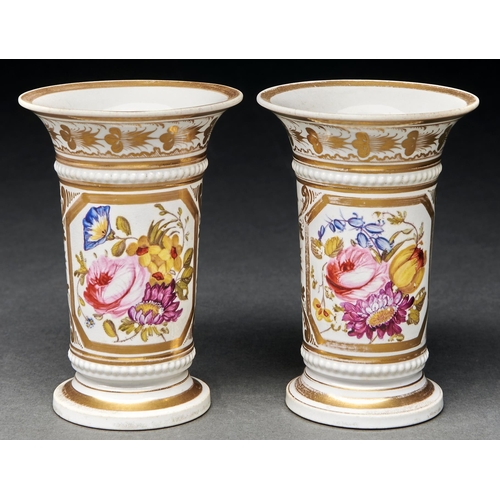 Appraisal: A pair of Derby spill vases c painted with flowers