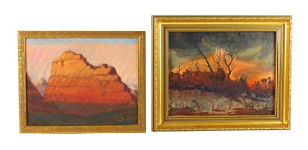 Appraisal: Two oil landscape paintings one oil on panel a southwestern