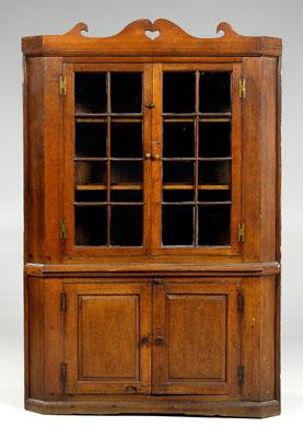 Appraisal: Southern Chippendale corner cupboard walnut with poplar secondary single-case construction