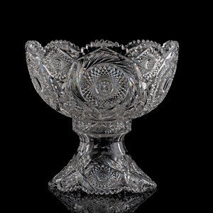 Appraisal: A Brilliant-Period Cut Glass Punch Bowl and Stand with Hobstars