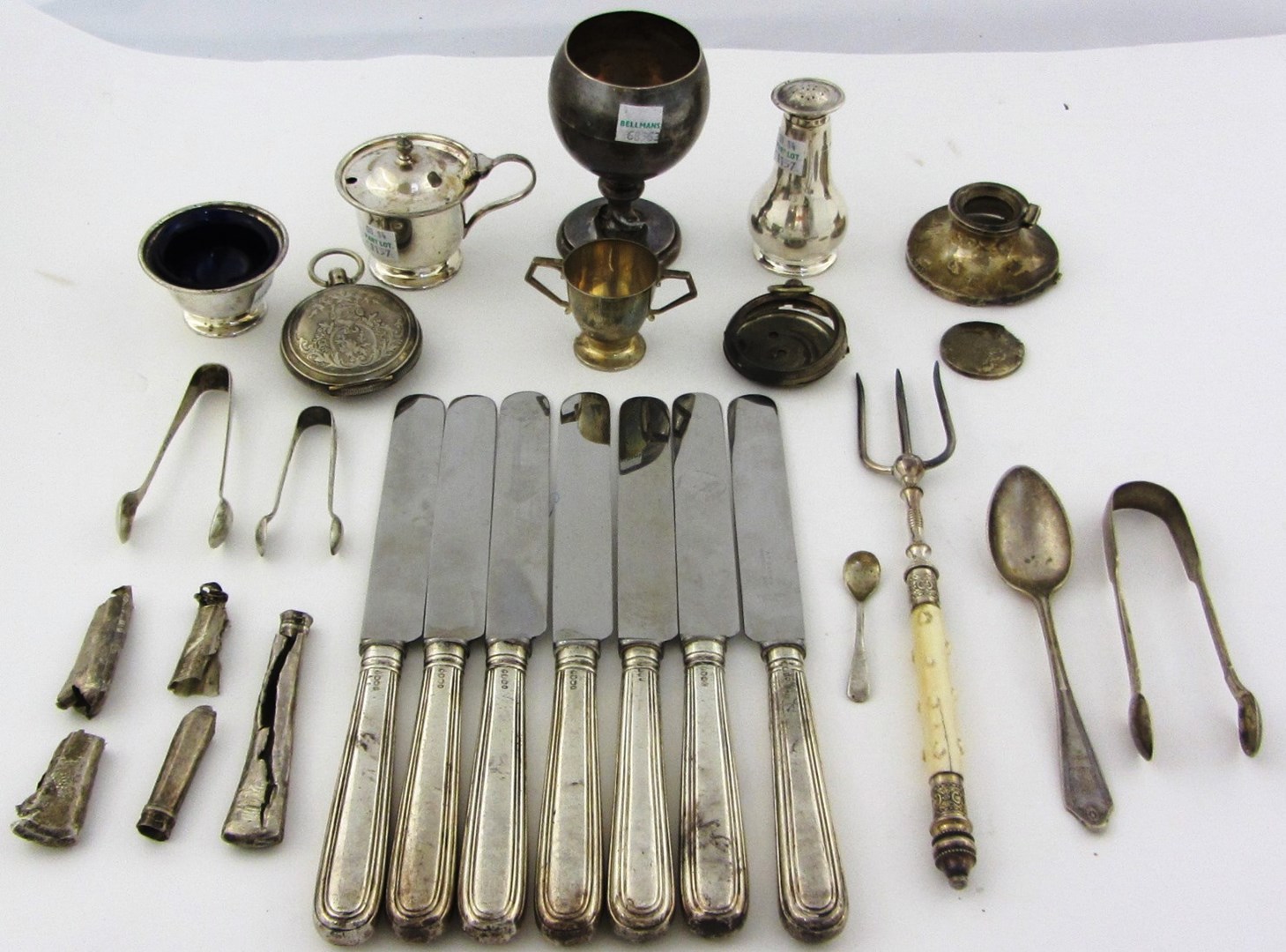 Appraisal: Silver and silver mounted wares comprising a three piece condiment