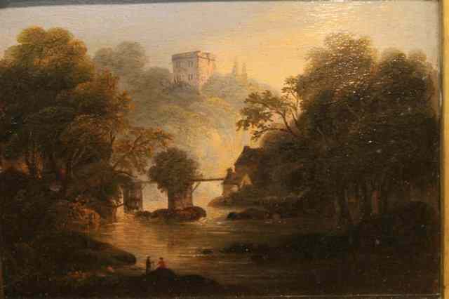 Appraisal: th Century English SchoolA river at dusk unsigned oils on