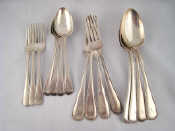 Appraisal: Victorian Scottish Old English Bead pattern silver flatware being four