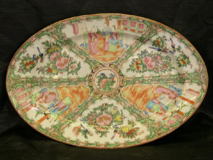 Appraisal: Oval Chinese Export Rose Medallion Porcelain Poultry Platter third quarter