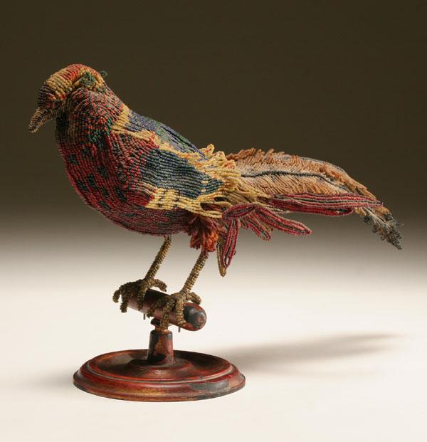 Appraisal: Beaded glass parrot form lamp probably Czechoslovakian wire armature in