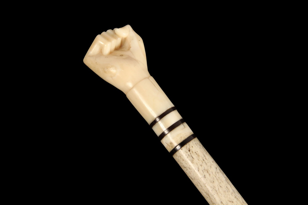 Appraisal: SAILOR MADE SCRIMSHAW WALKING STICK - Mid th c Stick