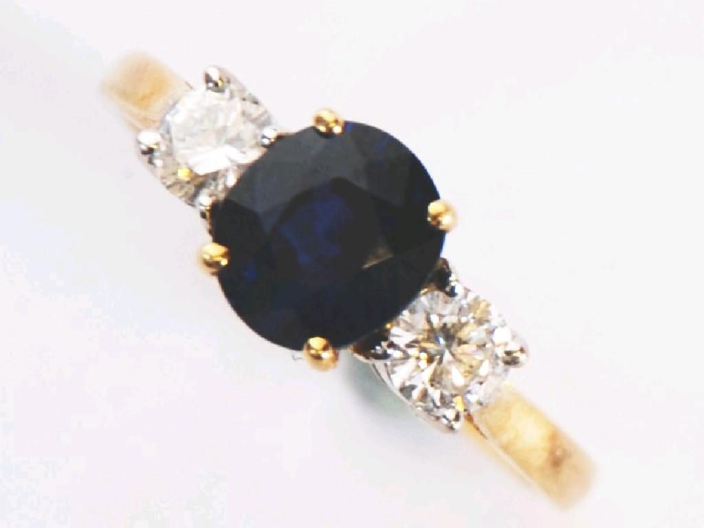 Appraisal: ct GOLD SAPPHIRE AND DIAMOND RING set with a centre