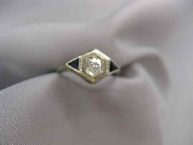 Appraisal: Diamond Ring early cut carat diamond blue triangular stones on