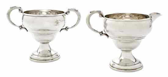 Appraisal: An American Sterling Silver Creamer and Sugar Preisner each of