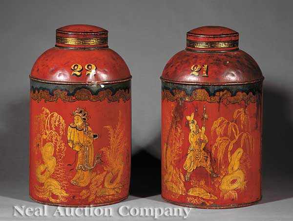 Appraisal: A Rare Pair of English Scarlet and Gilt T le