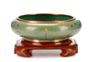 Appraisal: Chinese Cloisonne Enameled Bowl on Stand Early th century Chinese