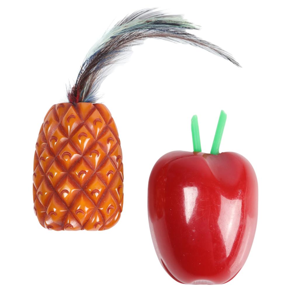 Appraisal: TWO BAKELITE FRUIT PINS PINEAPPLE AND APPLE H X W