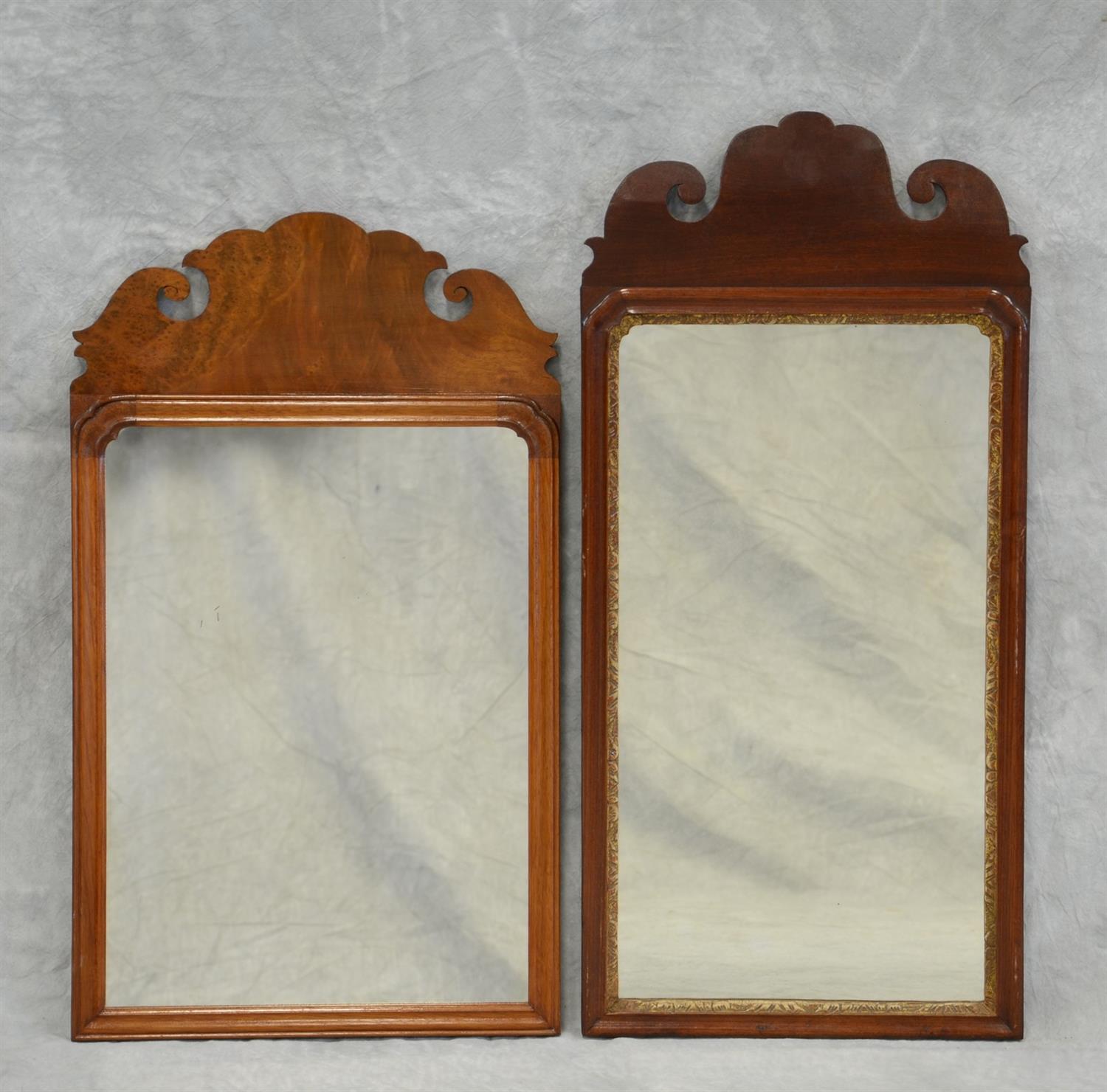 Appraisal: Mahogany Chippendale wall mirrors with scalloped crest boards - h