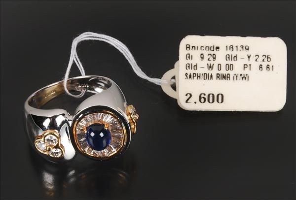 Appraisal: A sapphire and diamond dress ring by Dianoor the cabochon