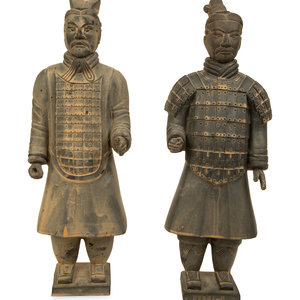 Appraisal: Two Chinese Terracotta Warrior Figures TH CENTURY Height of taller