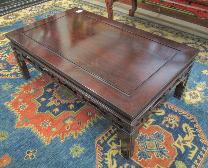 Appraisal: MING STYLE DARK ROSEWOOD COCKTAIL TABLE Chinese th century having