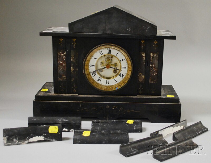 Appraisal: French Slate and Marble Mantel Clock -in dial with Roman