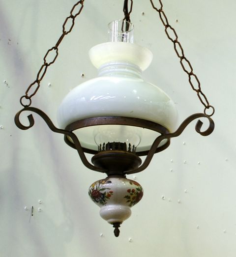 Appraisal: A pair of Victorian hanging oil lamps