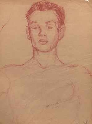 Appraisal: Clyde J Singer American - Sanguine drawing on sketch paper