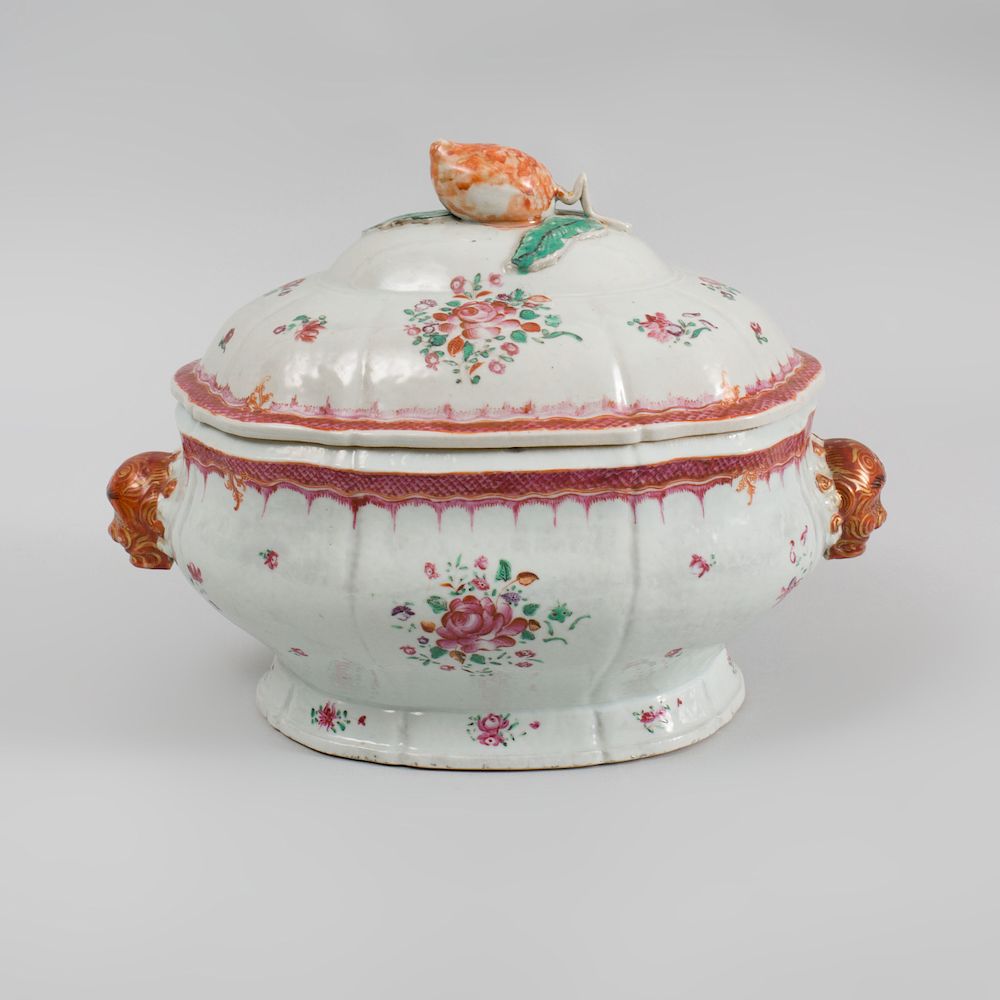 Appraisal: Chinese Export Porcelain Famille Rose Tureen and Cover The iron