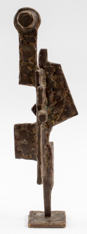 Appraisal: JM SIGNED BRUTALIST BRONZE SCULPTURE Modern Brutalist patinated bronze sculpture