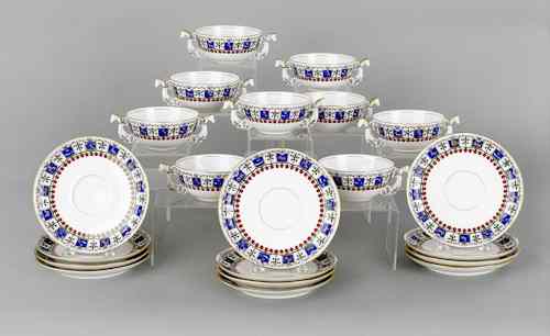 Appraisal: Twelve Russian porcelain saucers and nine cups by Kornilow Bros