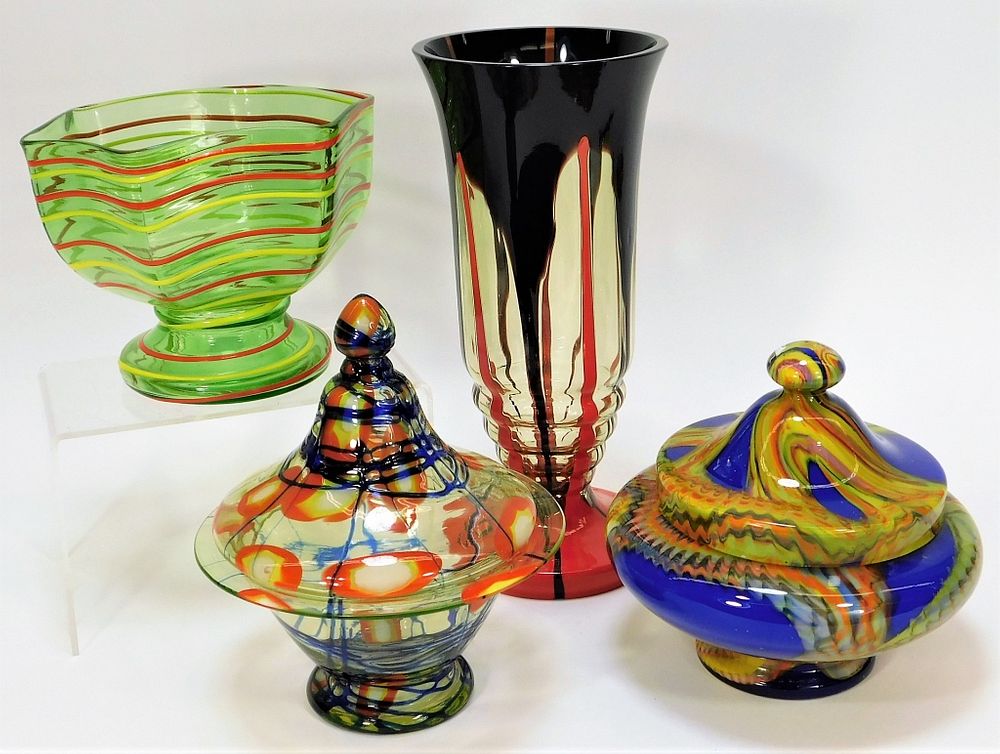 Appraisal: PC Assorted Kralik Bohemian Czech Art Glass Group Bohemia Early